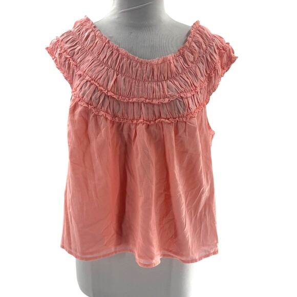 NWT J. Crew Rosalie Top Pink Cotton Voile Blouse Shirt Boho Smocked SZ L - Picture 2 of 7